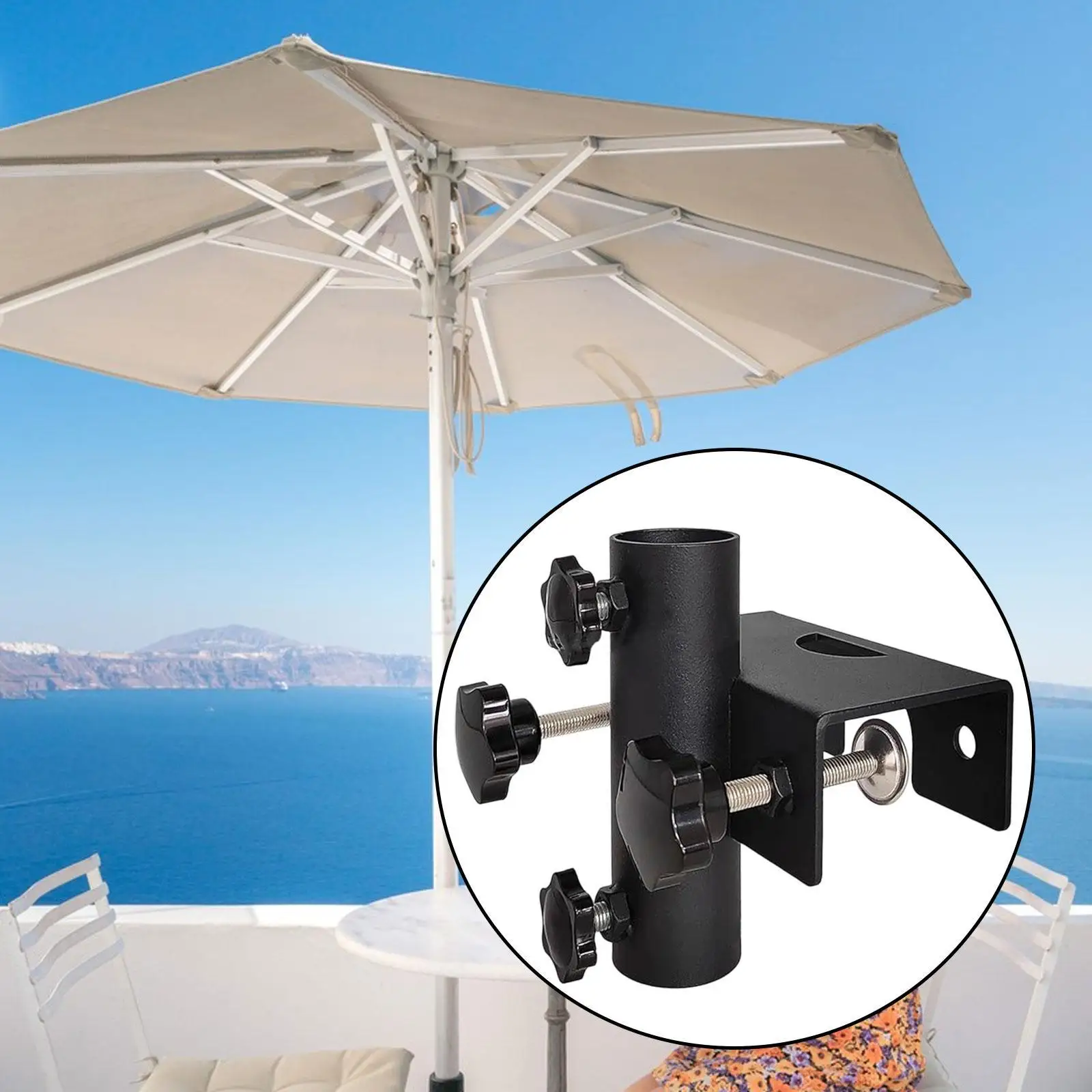 Patio Umbrella Holder Easy to Install Fixed Clip for Garden Fence Balcony
