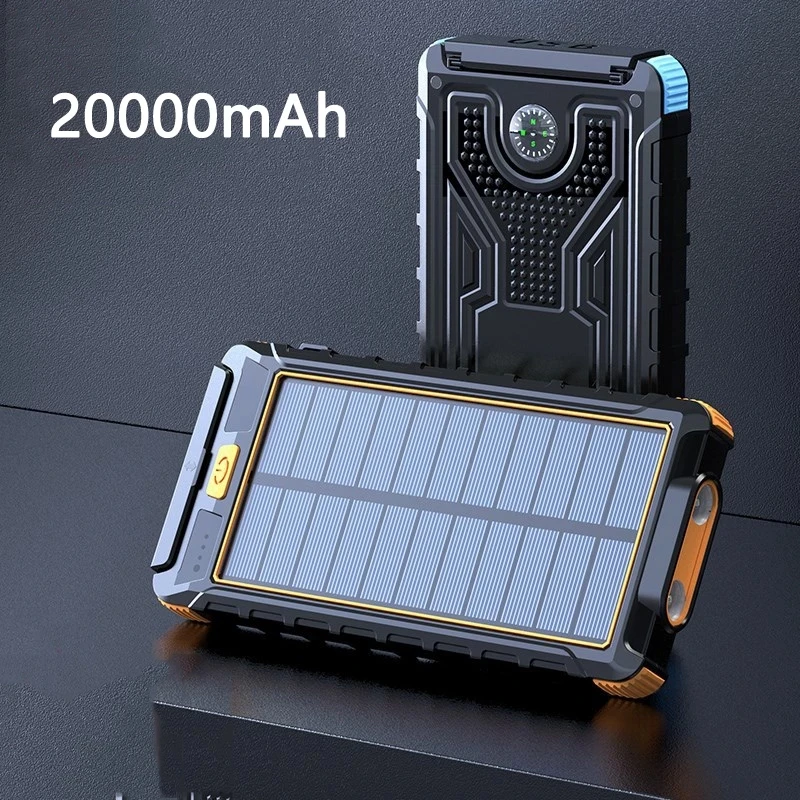 20000Mah Solar Power Bank Outdoor Impermeabile Portatile Telefono Cellulare Lampada Solare Caricabatterie Dual Usb Battery Power Bank Con Bussola