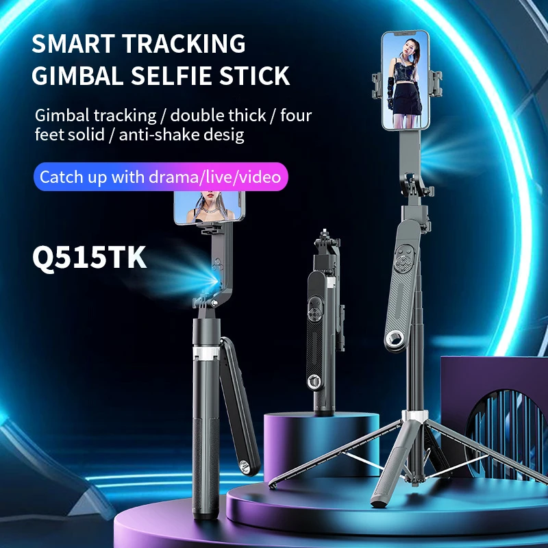 Q515TK Auto Tracking Phone Holder Auto Face Tracking Tripod 360 Rotation Cameraman Robot Mount for Video Vlog Live