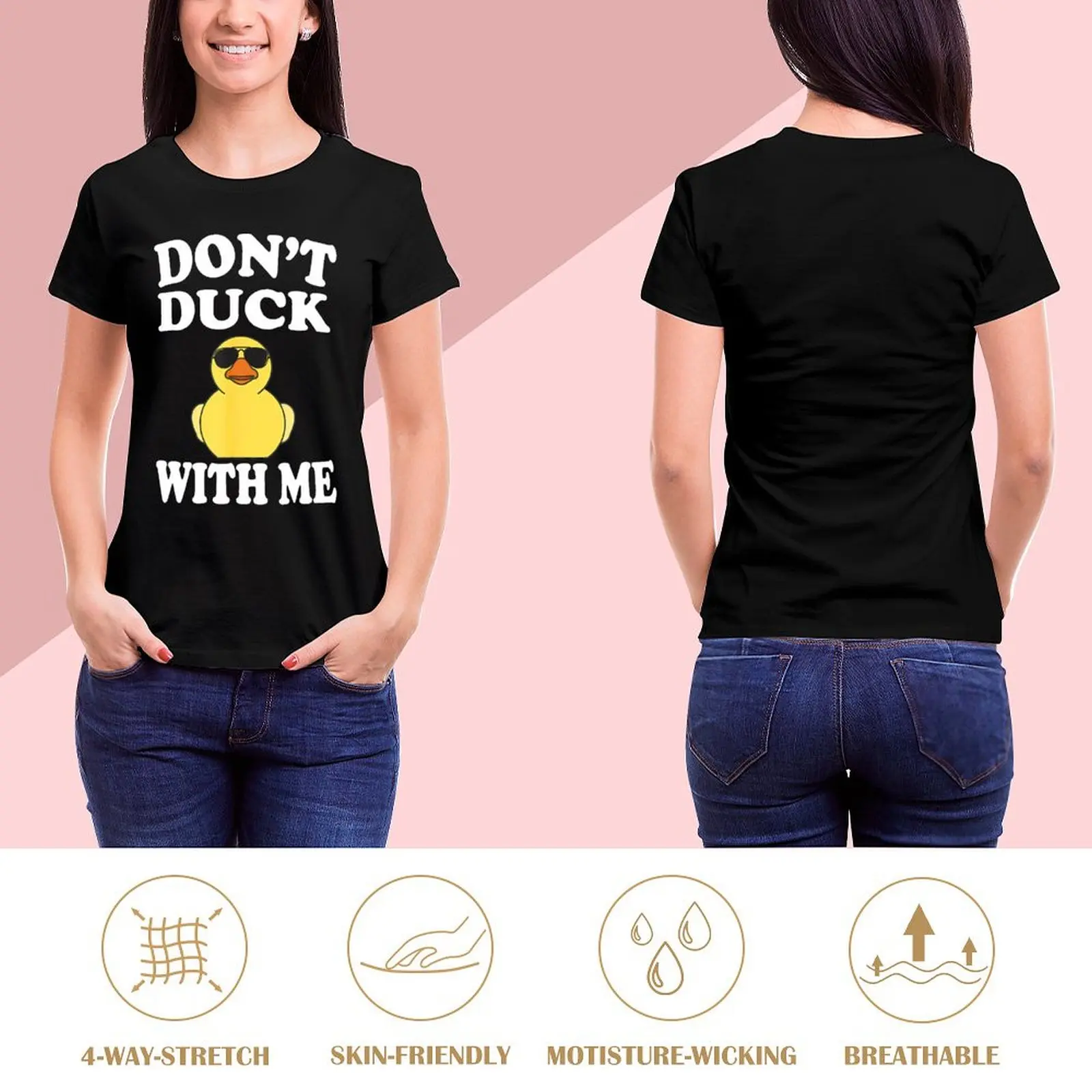 Dont Duck With 재미있는 고무 오리 선물 여성용 티셔츠, 그래픽 셔츠, 캐주얼 반팔 티셔츠