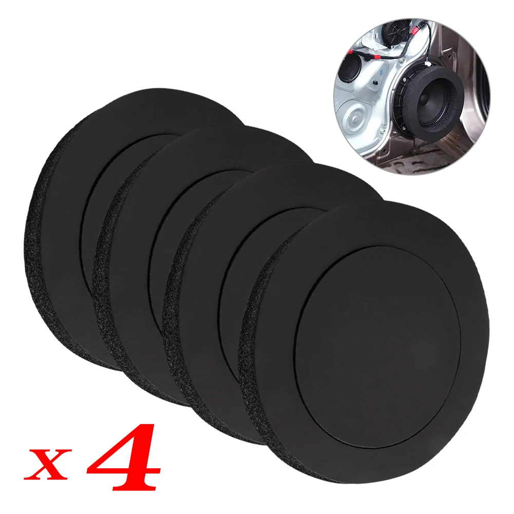 

4pcs Universal Car Speaker Ring Sound Insulation Accessories Auto Audio Enhancer System Soundproof Bass Door Trim Self Adhesive