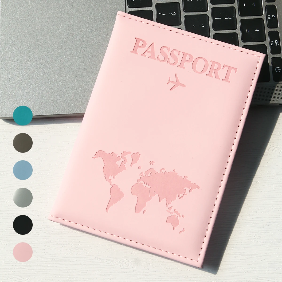 Sleek Map PU Leather Passport Holder - Essential Travel Accessory