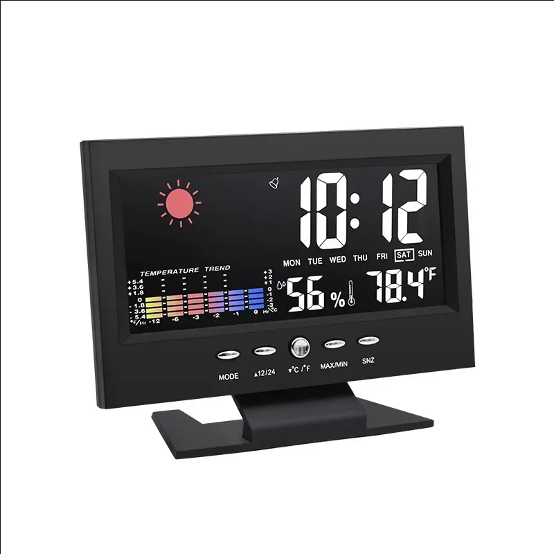 Large Screen Weather Clock 8082T Weather Clock Color Screen Display Temperature Humidity  Voice-activated Electronic Alarm Clock 2