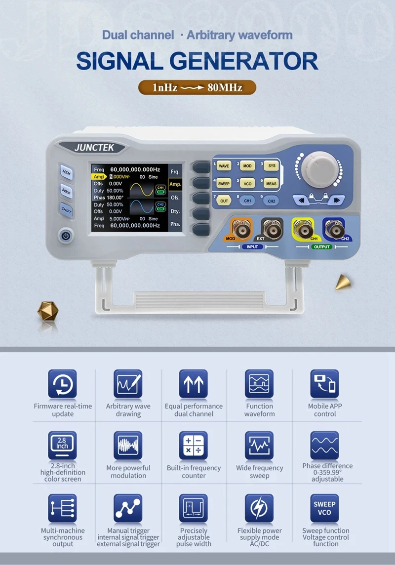 JDS8060 JDS80800 Function Arbitrary Waveform Generator, Signal Source 275MS/s 14