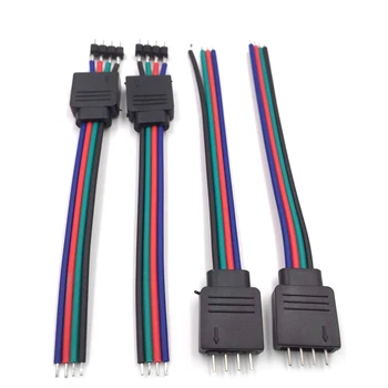 암수 RGB 커넥터 와이어 케이블, 3528 5050 SMD LED 스트립 조명용 커넥터 어댑터, 4 핀