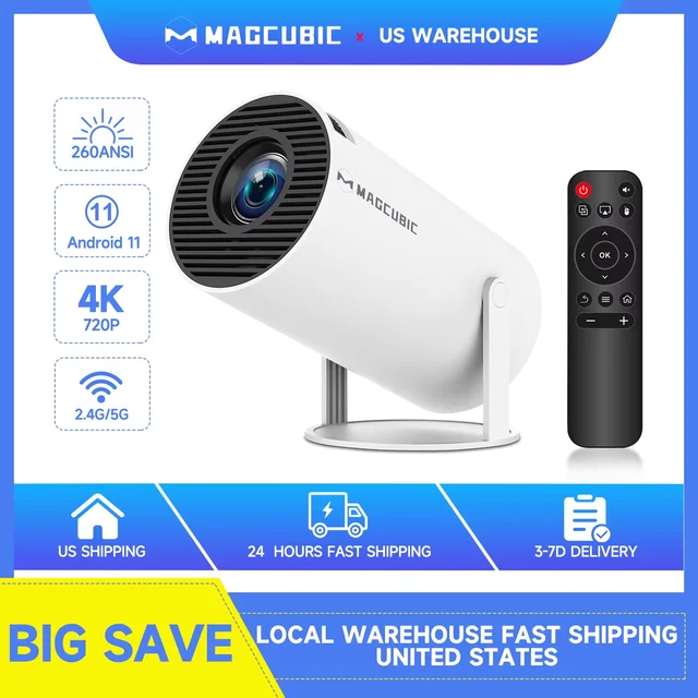Magcubic Mini Portable HY300 Pro Projector 4K Full HD Native 720P 290 ANSI BT5.0 Android 11 Home Theater Outdoor Projector