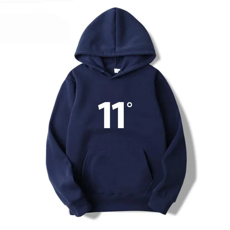 Navy Blue Hoodies Cool 11 Print Hoodies Breathable Oversize