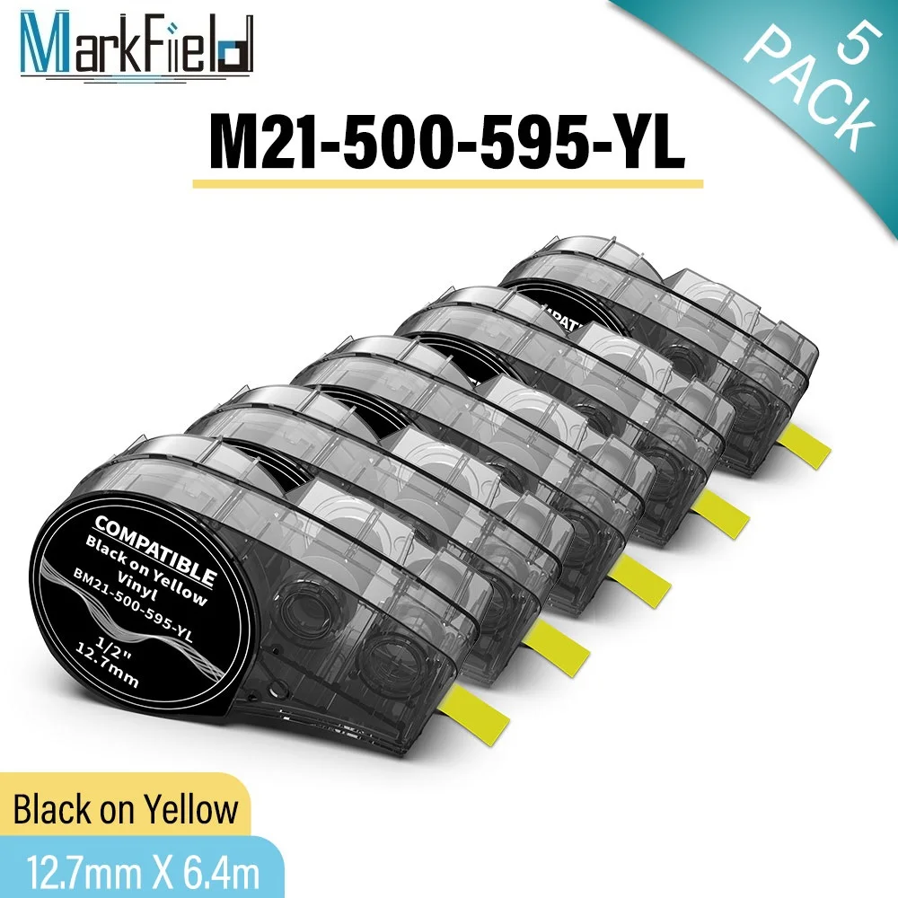 Adesão para Rotulagem Interior e Exterior Fita de Vinil Compatível para Série M21 Preto no Branco Amarelo Laranja Vermelho M21 750 595 Alta