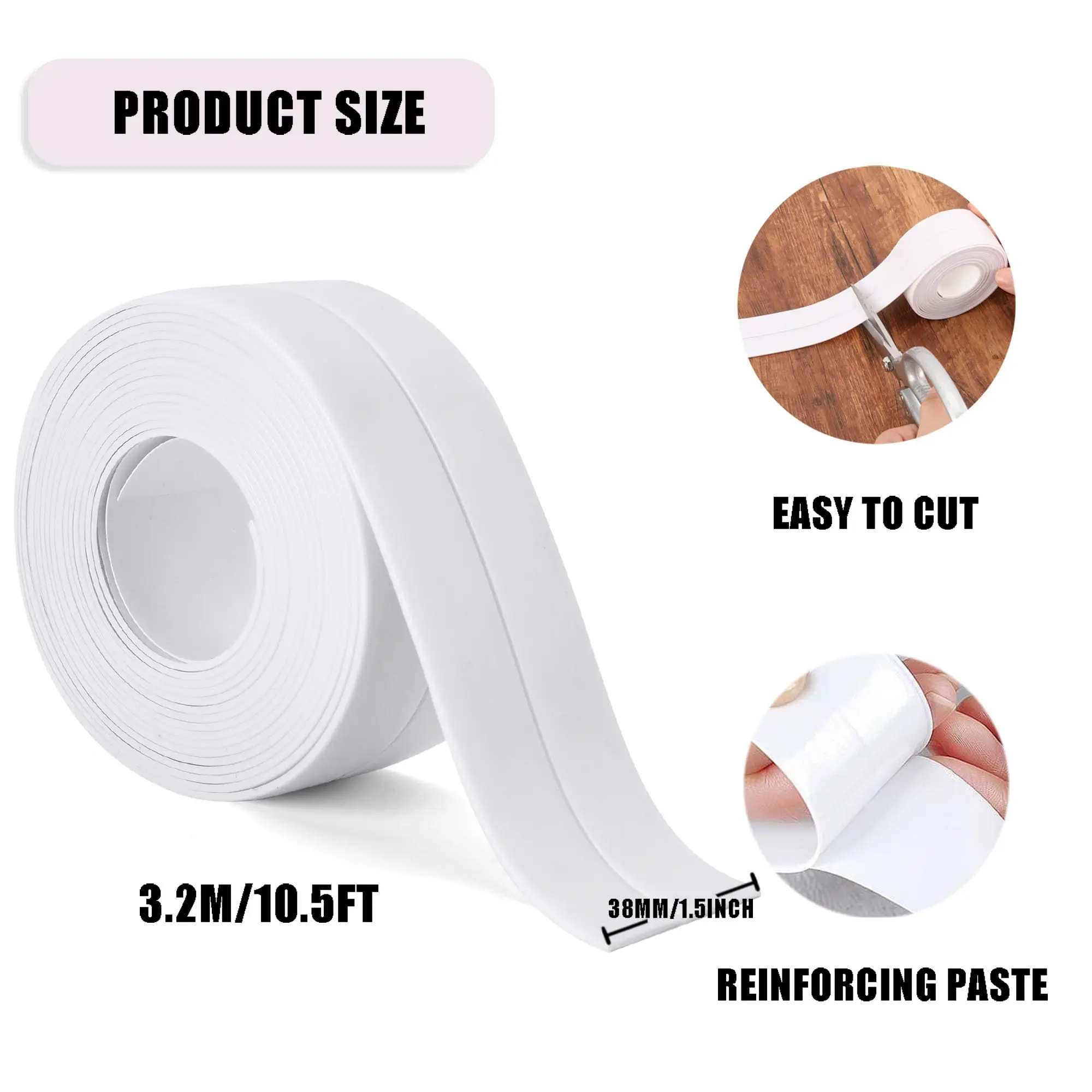 2 Rolls 3.2M PVC Sealing Strip Tape for Bathroom Bath Toilet Kitchen wall sealing tapes