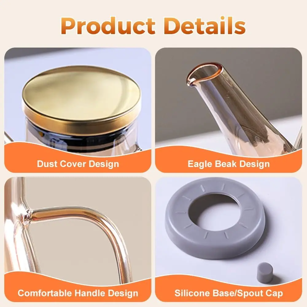Durable Food-grade Oil Dispenser Bottle Large Capacity Leak-Proof Glass Oil Pot 600/800/1000ML Seasoning Bottle Household