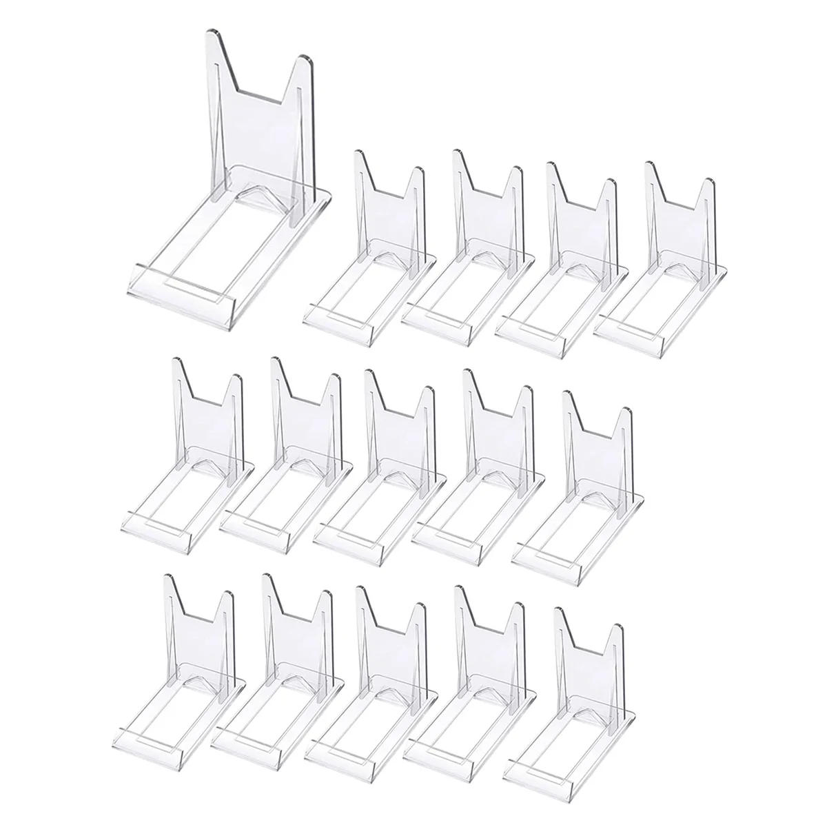 

Plate Stands Plastic Display Holders Picture Plate Holders Clear Mini Easels Stands to Display Pictures or Plate 15Pcs