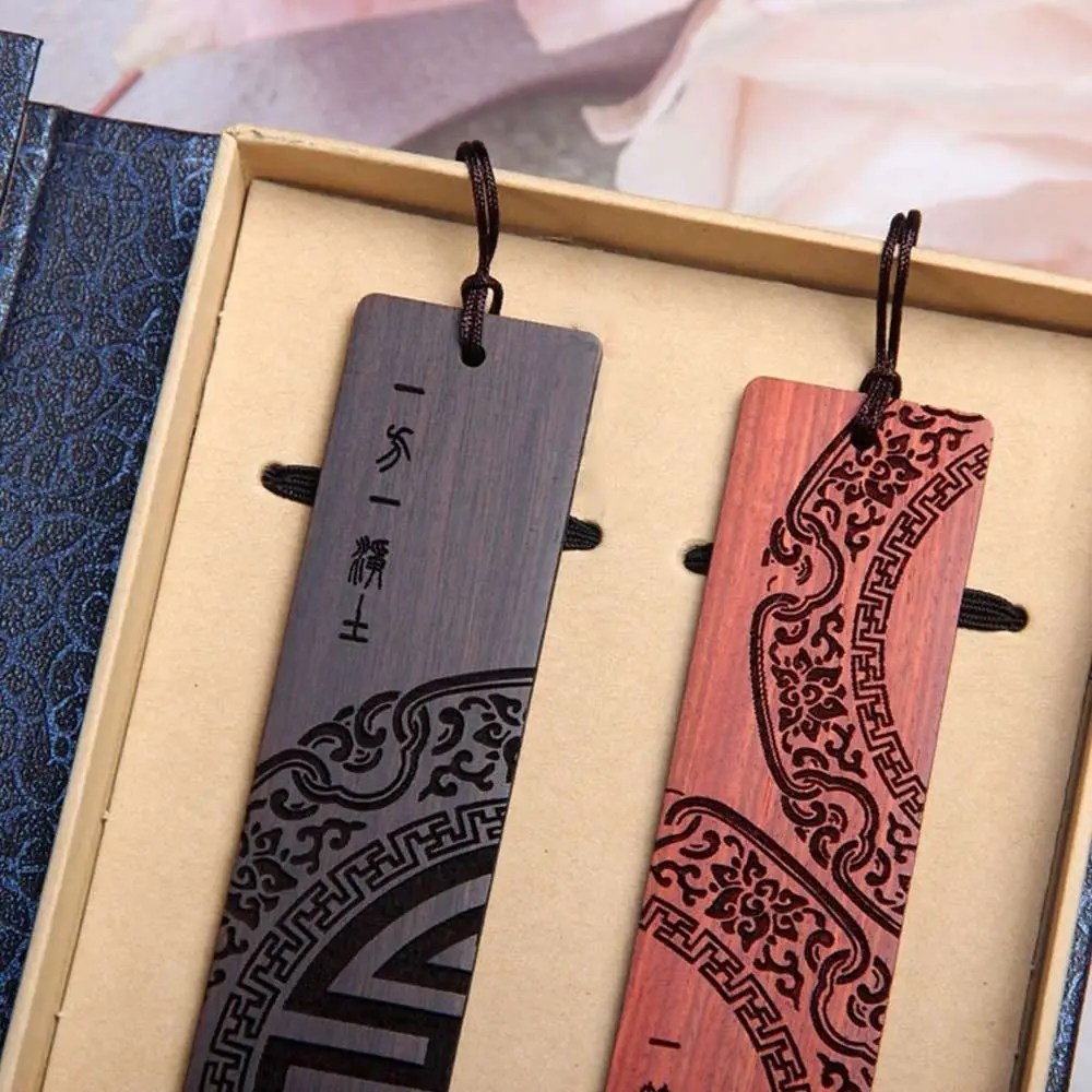Vintage Sandalwood Carving Bookmark Set Retro Wooden For Books Gifts