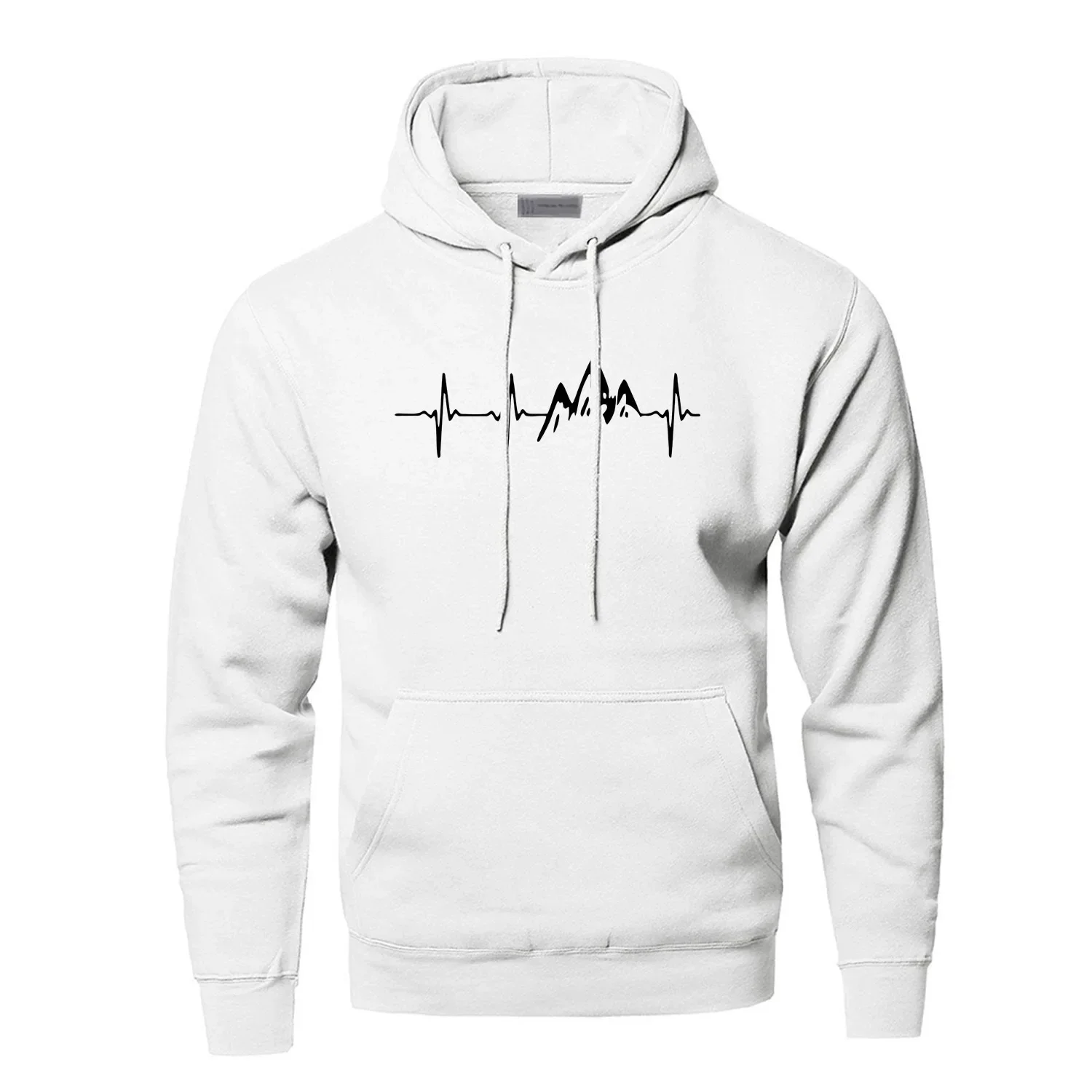 Mountain Heartbeat Hoodies for Man Sweatshirt Autumn Long Sleeve Hooded Sweatshirt Hoodie Black Gray Sportswear