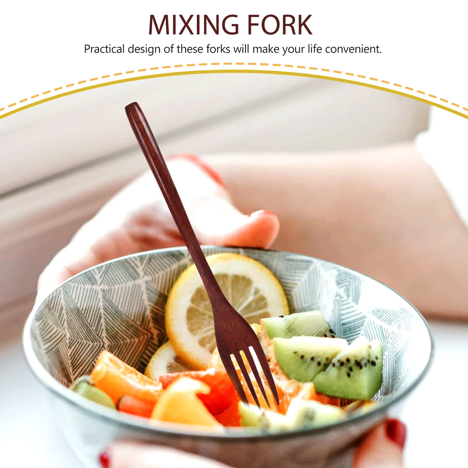 2Pcs Long Handle Wooden Fork Medium Dinnerware Cooking Wood Cookware fruit fork,expandable fork,silicone fork,silicone cooking fork