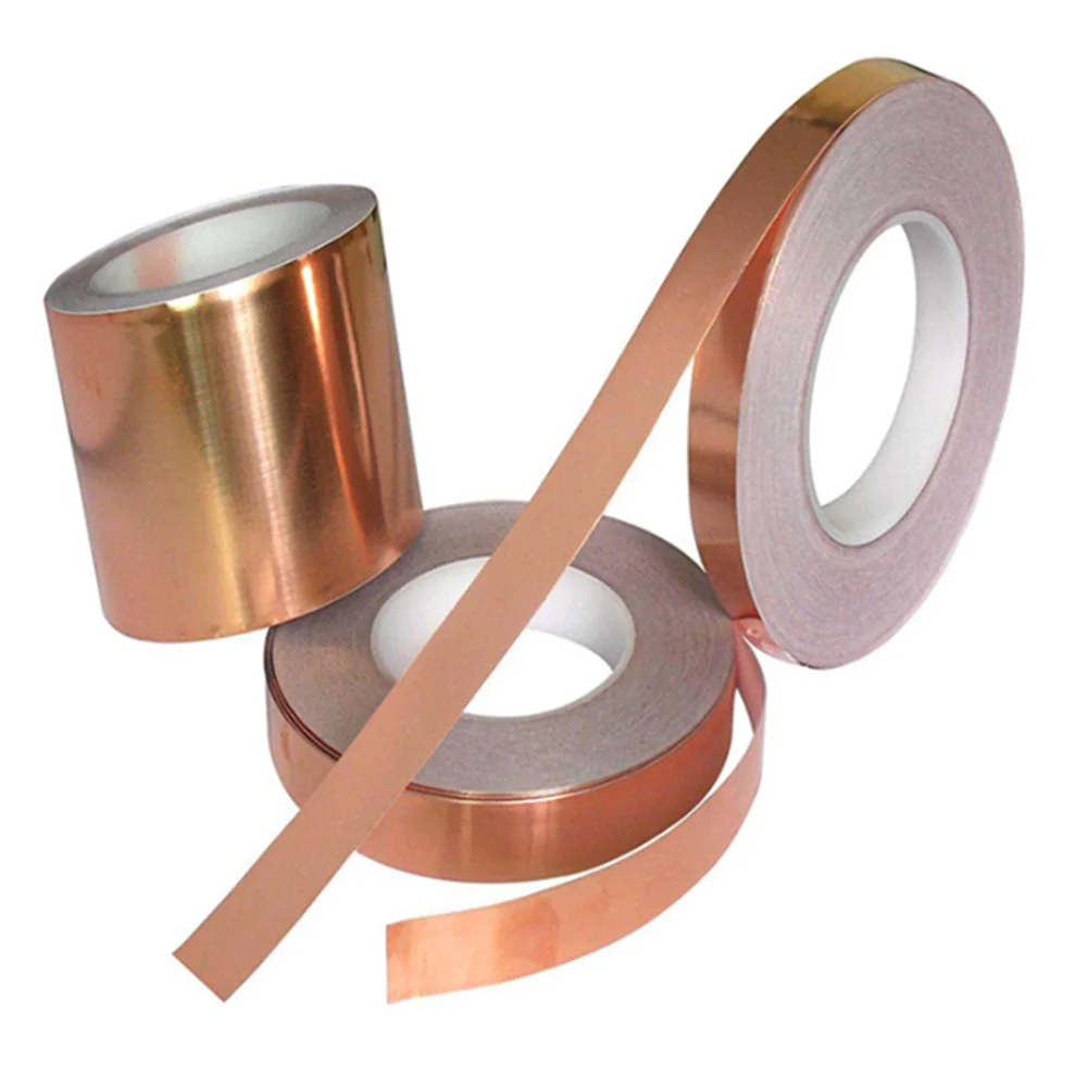 

20 Meters Single Side Conductive Copper Foil Tape Strip Adhesive EMI Shielding Heat Resist Tape 6mm 8mm 10mm 12mm 15mm