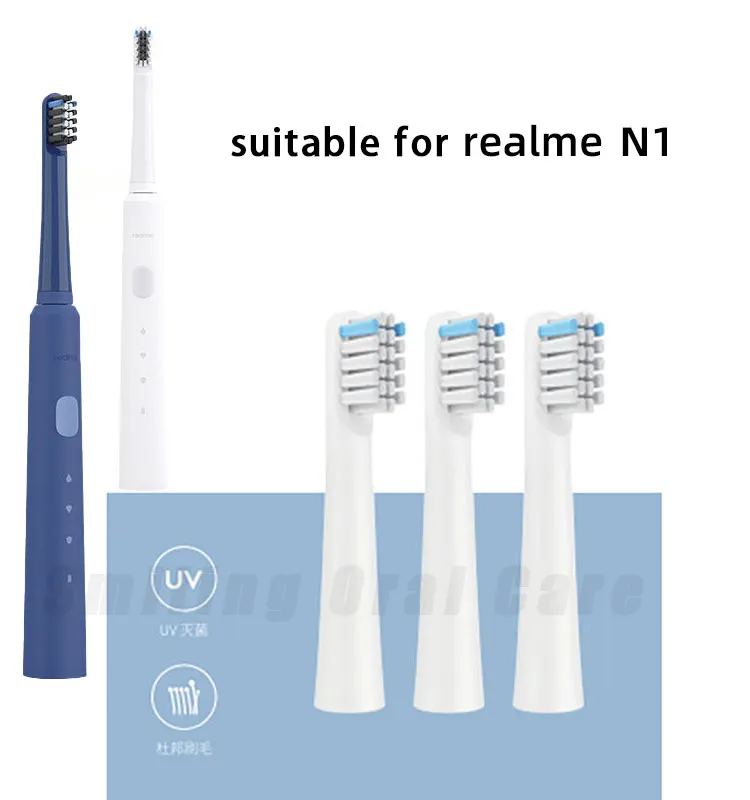 Realme N1 전동 칫솔 교체 헤드, 소닉 스마트 브러시 헤드, 소프트 듀퐁 강모 노즐