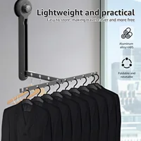 Folding Clothes Drying Rack Aluminium Alloy 12 Holes Wall Mounted Suction Cup Clothes Rack Laundry Hanger  for Balcony Bathroom 2