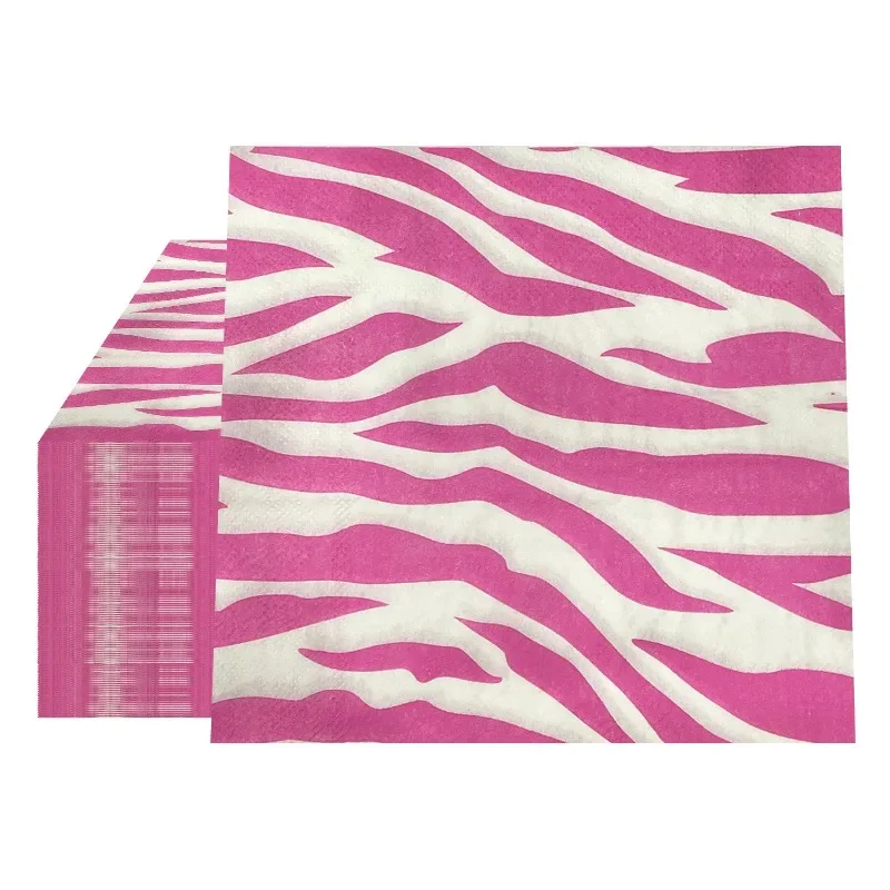 20pcs 33cm 2-Ply New Pink Leopard Print Food Grade Printed Pattern Party Tissue Paper Commercial Paper Placemat