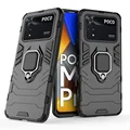 Custodia TingYR Per Xiaomi Poco M4 Pro 5G – Blu Scuro – Con Supporto Magnetico E Anello Antiurto - 3