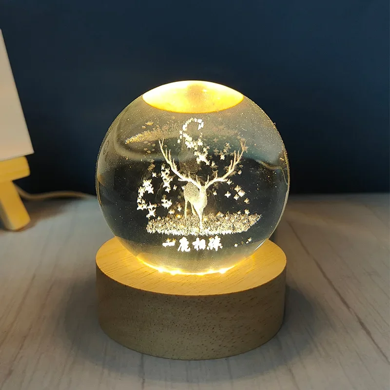 3D 조각 크리스탈 볼 USB 장식품, 창의적인 생일 선물, 가구 용품, 홈 데코