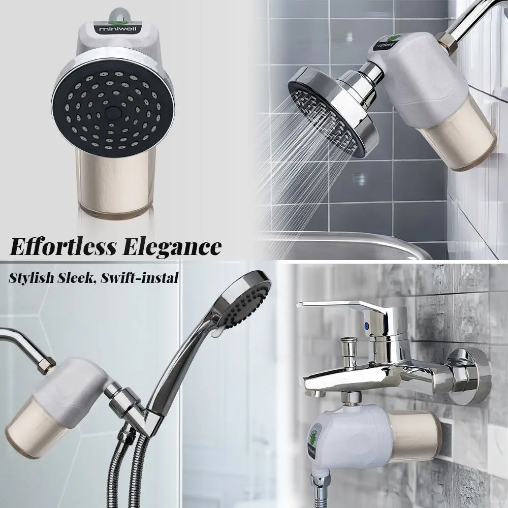 Shower Water Filter Miniwell Shower Filter System L700-B01 Remove Hard Water Chlorine & Contaminants Ideal for Hair Skin Softening