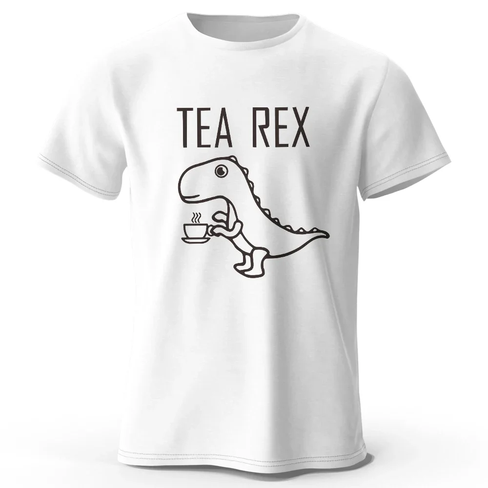 Tea-Rex Dinosaur Unisex 100% Cotton T-Shirt - Soft, Breathable, Fun & Quirky Short Sleeve Tee
