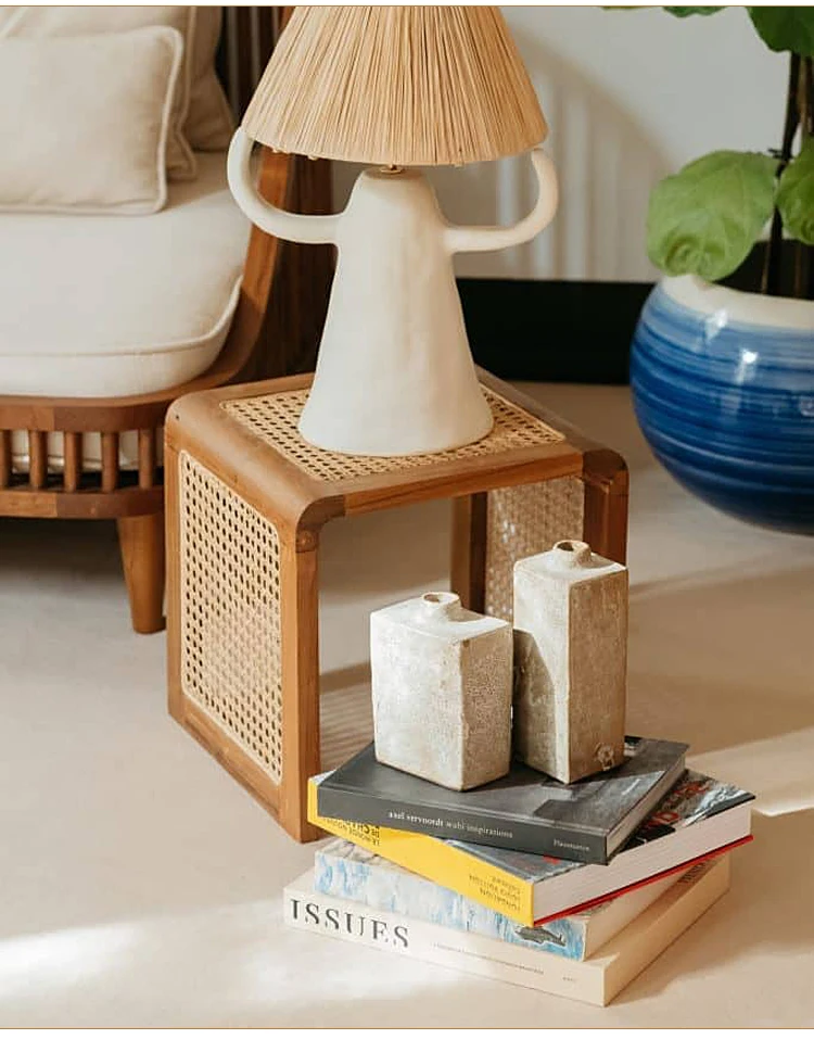 Description Picture 6 of itemVintage Solid Wood Coffee Tables Rattan Woven Living Rooms Home Leisure Balconies Tea Tables Mobile Meuble Salon Home Furniture