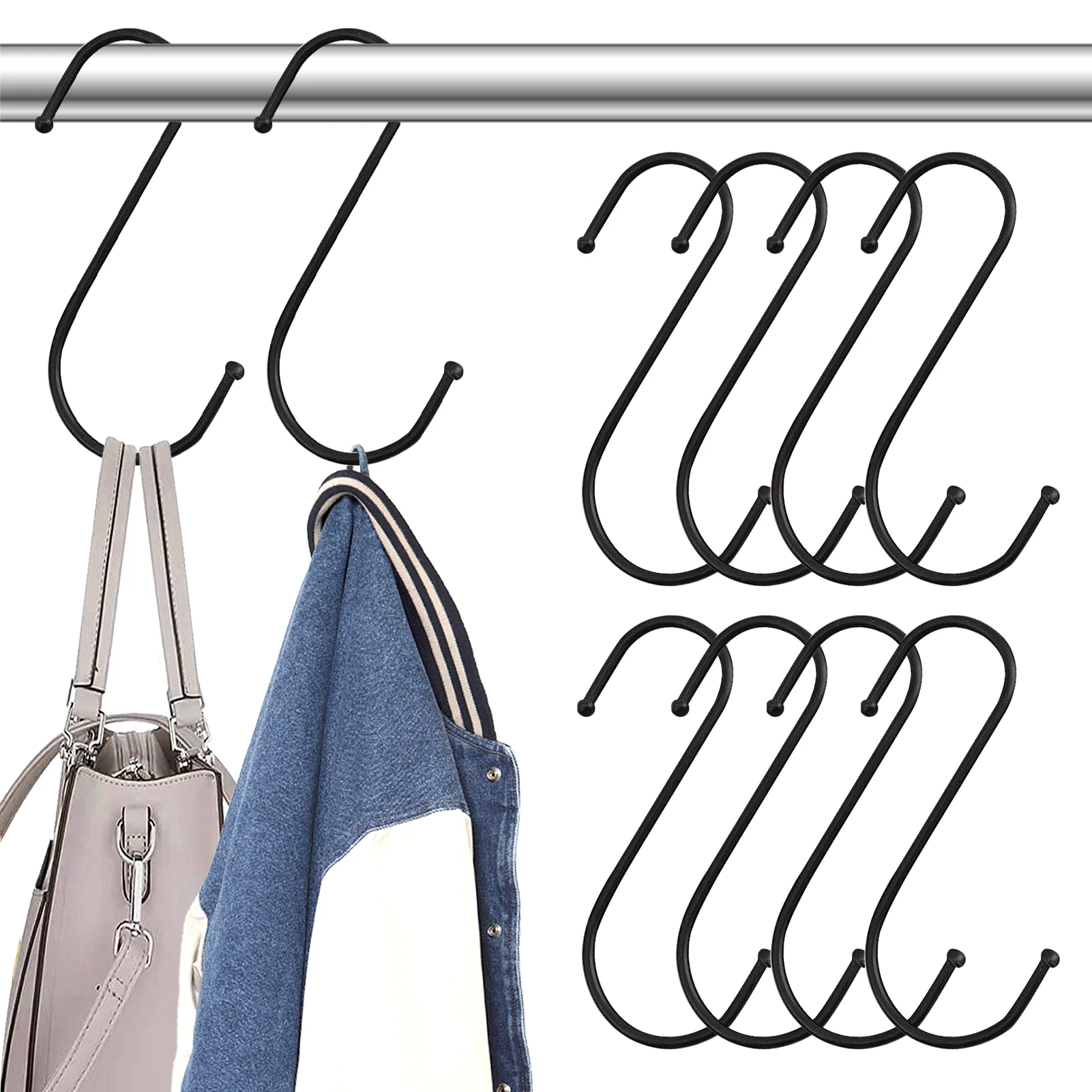 

10pcs Bedroom Smooth Bathroom S Hook Home Office Hanging Pot Kitchen Stainless Steel Universal Heavy Duty No Scratch Bag Towel