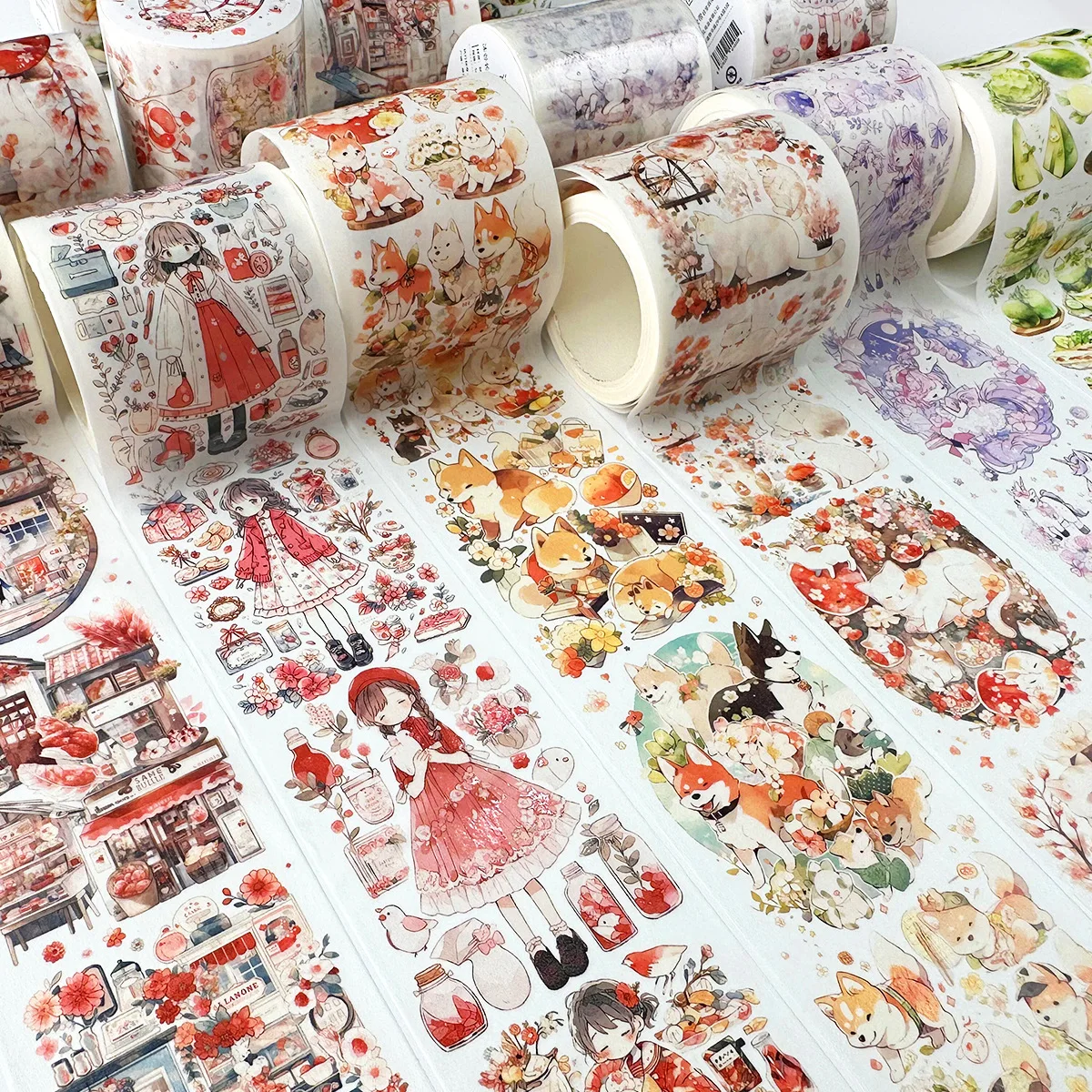 Roztomilá girl`s denně život maskovací washi páska kawaii kocour pes dekorační lepidlo materiál nálepka DIY nálepka hudební album deník scrapbooking