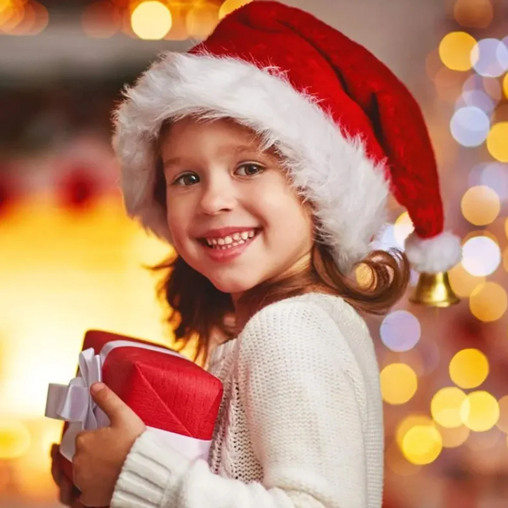 1/6pcs Red Christmas Hat Thickened Plus Velvet Soft Comfort Adult Kids Santa Claus Hats New Year Party Gift Caps Home Decoration