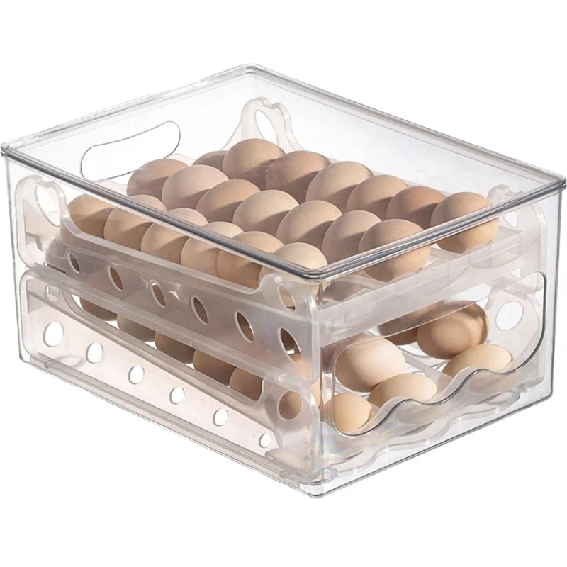 

Slide Eggs Storage Box Egg Holder Container Refrigerator Drawer Stackable Food Eggs Box Kitchen Fridge Organizer