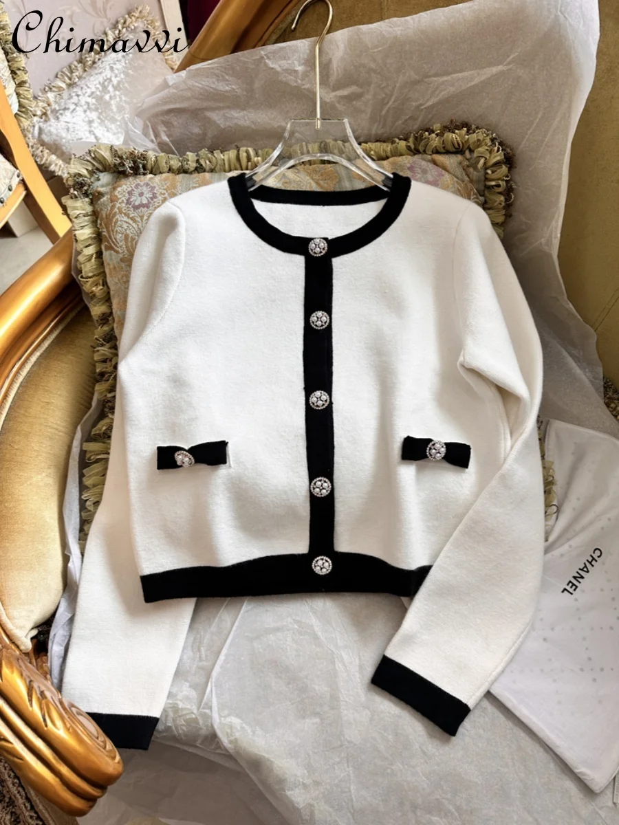 

Spring Women's Clothes 2024 New French Fashion Bow Knitted Cardigan High Waist Slimming Skirt Temperament Ladies Two-Piece Set