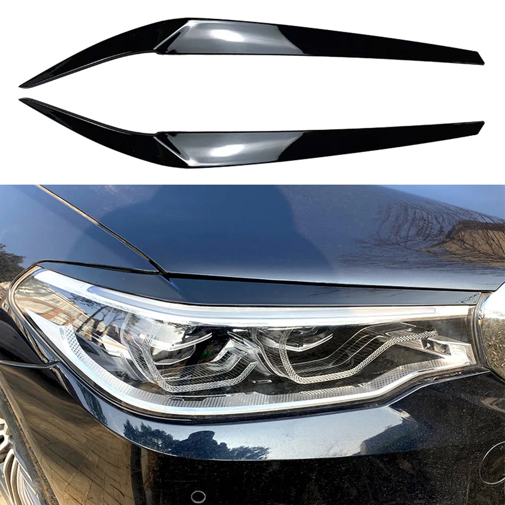 Car Sticker Headlight Eyebrows Eyelid Trim Cover for BMW 5 Series G30 525i 17-21 2PCS