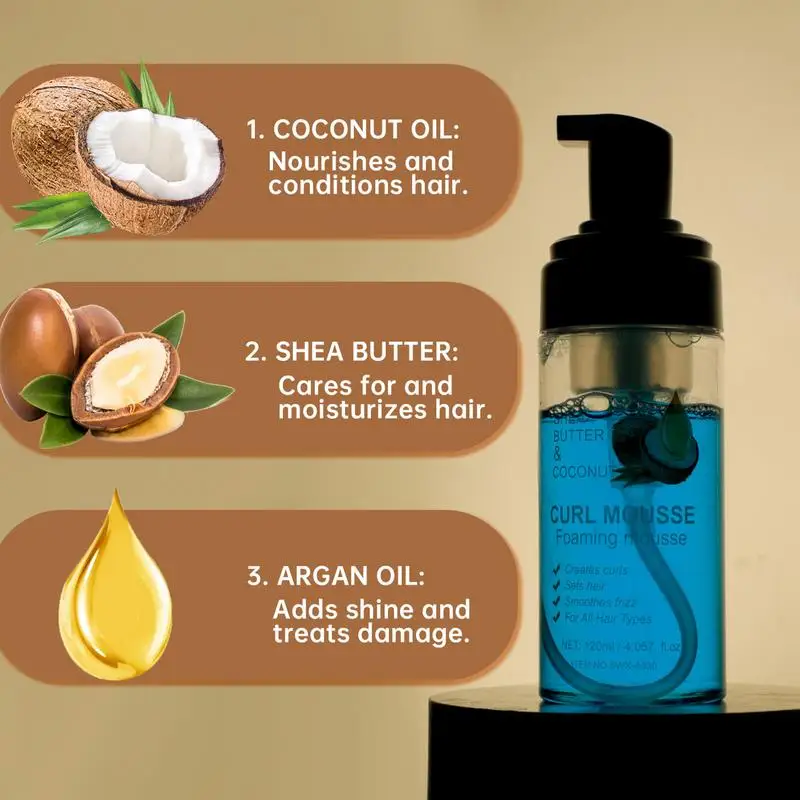 Curl Mousse Foaming mousse Curl Mousse oil Soft Foaming 120ml Hair for Curly Hair Defines Curls Anti Frizz