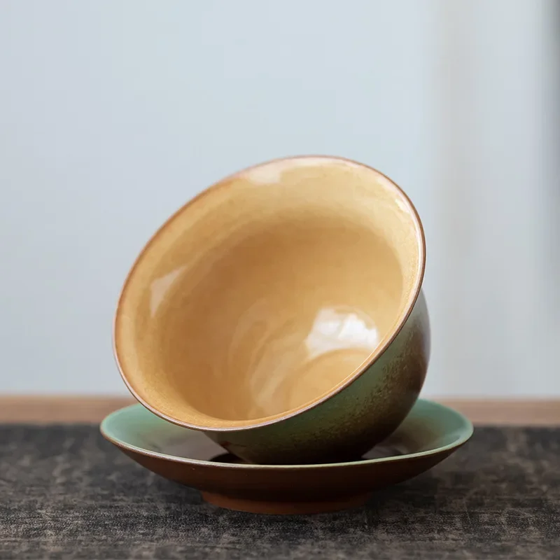 Vintage Firewood Gaiwan Tea Ceremony Bowl Ceramic Tea Set Large Cup Making Device Pot Gift Ancient tea utensils