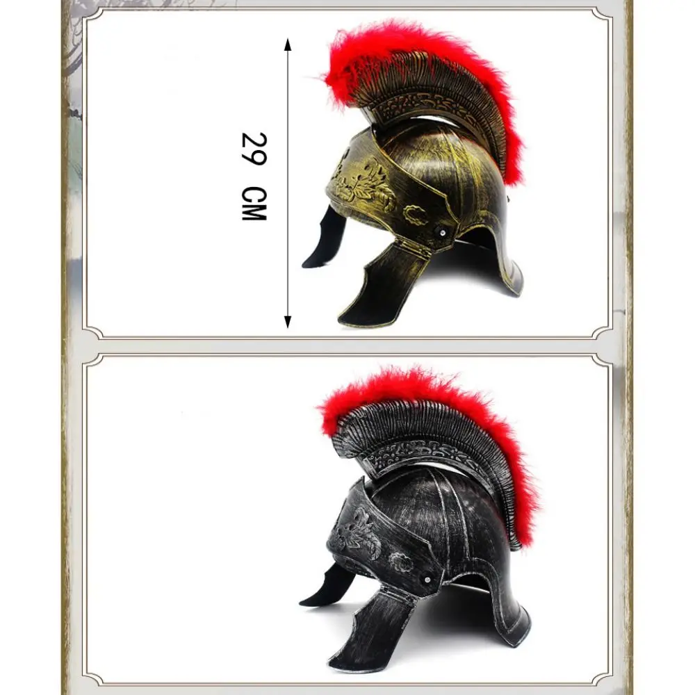 Novelty Vintage Helmet Feather Lion Cap Spartacu Samurai Roman Hat Helmets Spartan Warrior Hat Masquerade Helmet