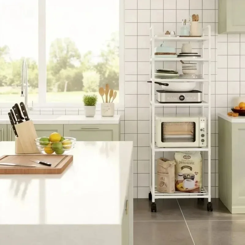 Chariot de rangement mobile pour cuisine, étagère multi-niveaux, organisateur de vaisselle pour réfrigérateur