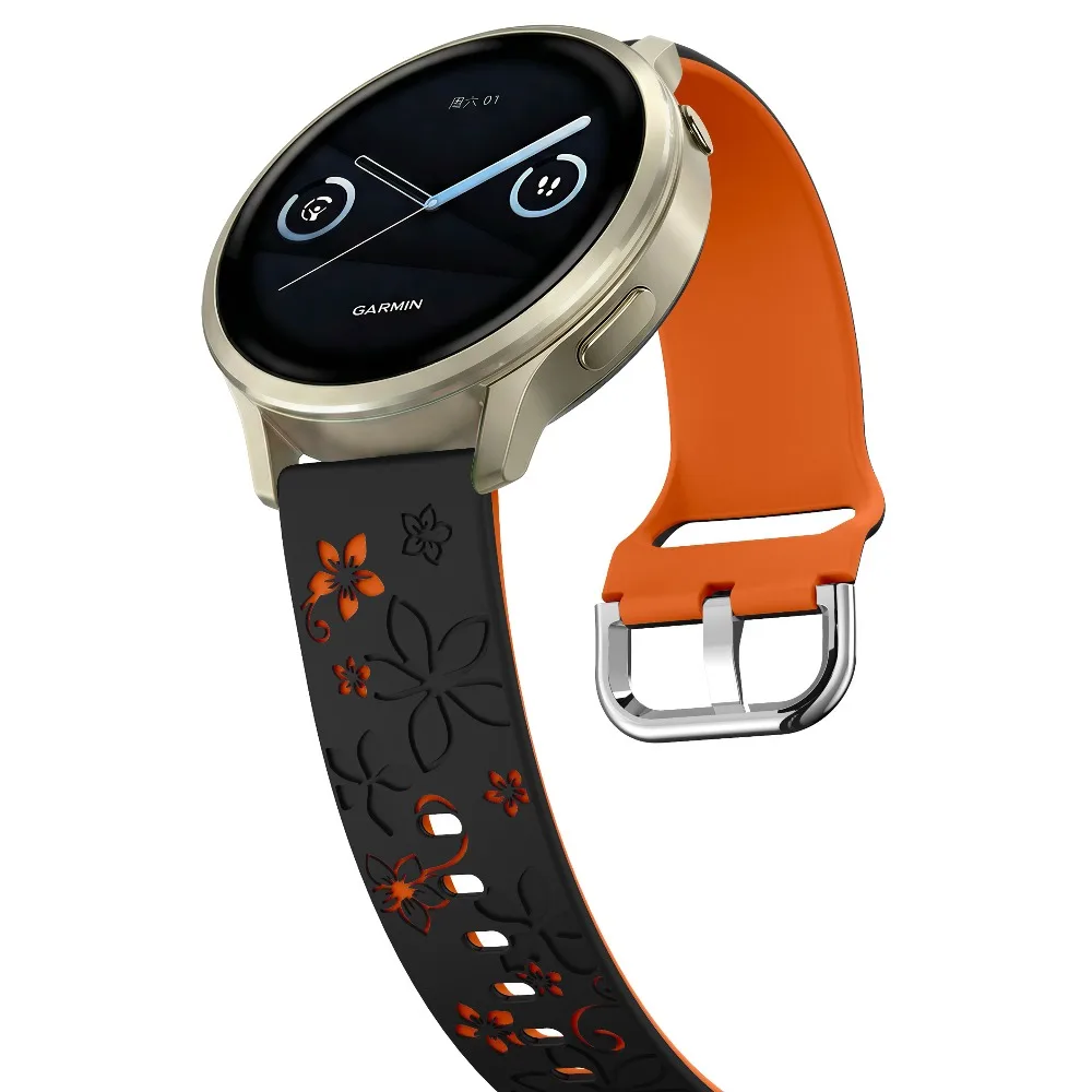 Engraved Breathable 18mm Silicone Watch Strap