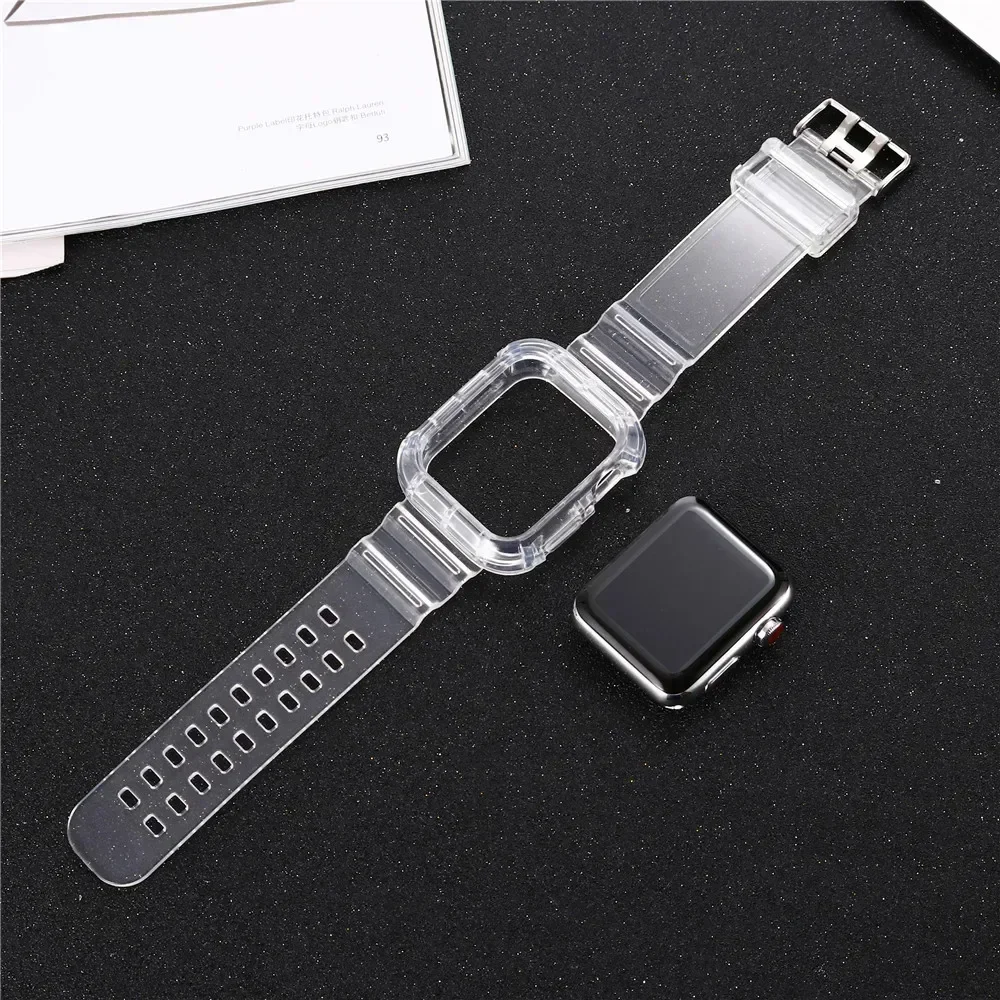 Transparent Protective Band and Case for Apple Watch - Clear Plastic Strap