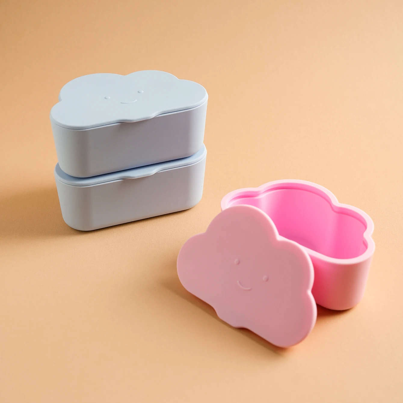 1PCS Silicone Baby Tableware Bpa Free Cloud Shape Baby Snack Box Eating Training Food Storage Smile Face Meal Tray baby food storage containers portable food storage box