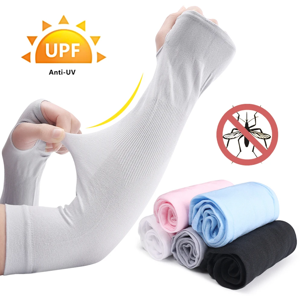 

2PCS Ice Silk Sleeve Sunscreen Sleeve Arm Sleeve Ultraviolet Sunscreen Non-Slip Summer Unisex Gloves Outdoor Riding Elbow Cover