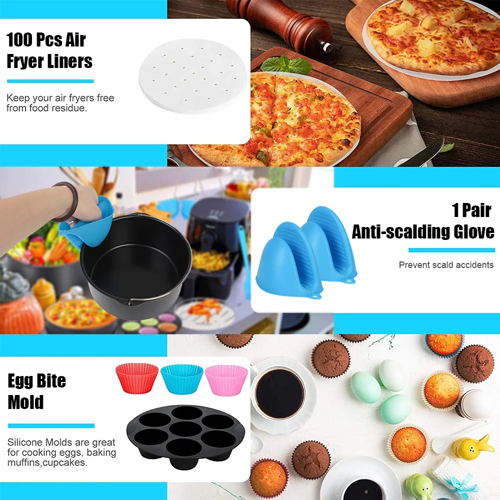 Baking Cake Mould Set Air Fryer Accessories DIY Muffin Bakeware 12pcs/set for All Air Fryer Machine 4.0-5.8QT 7 Inch / 8 Inch cake baking mold cake baking pans