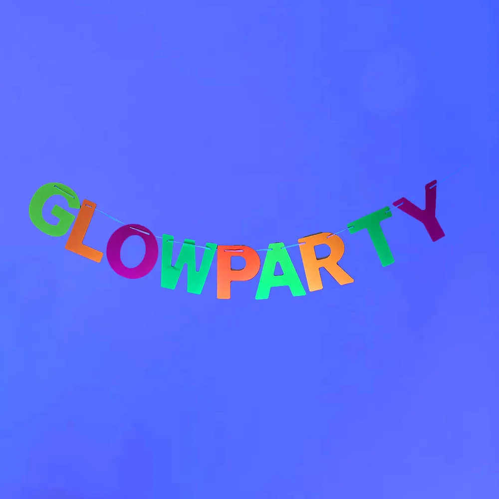 Neon Glowing Party Decor Set with UV Streamers and Fluorescent Accessories