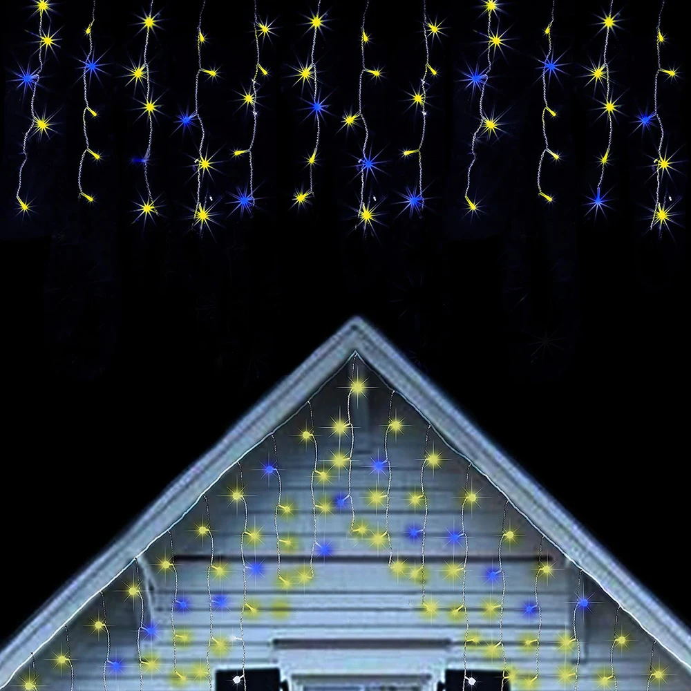 LED 고드름 스트링 조명, 고드름 요정 조명, 크리스마스 새해 파티용 야외 화환, 웨딩 정원 파티오 장식, 6m, 12m