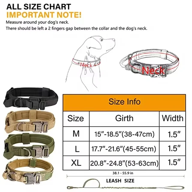 Pet Dog Collar Leash Set Durable Adjustable Pet Tactical Collar Leash Medium Large Dog German Shepherd Training Accessories 6