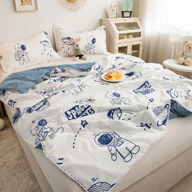 Children Summer Quilt Cartoon Fruits Colorful Comforter Adults Mechanical Wash Floral Lace Quilting Thin Quilts Cool Blankets summer quilt summer quilt set