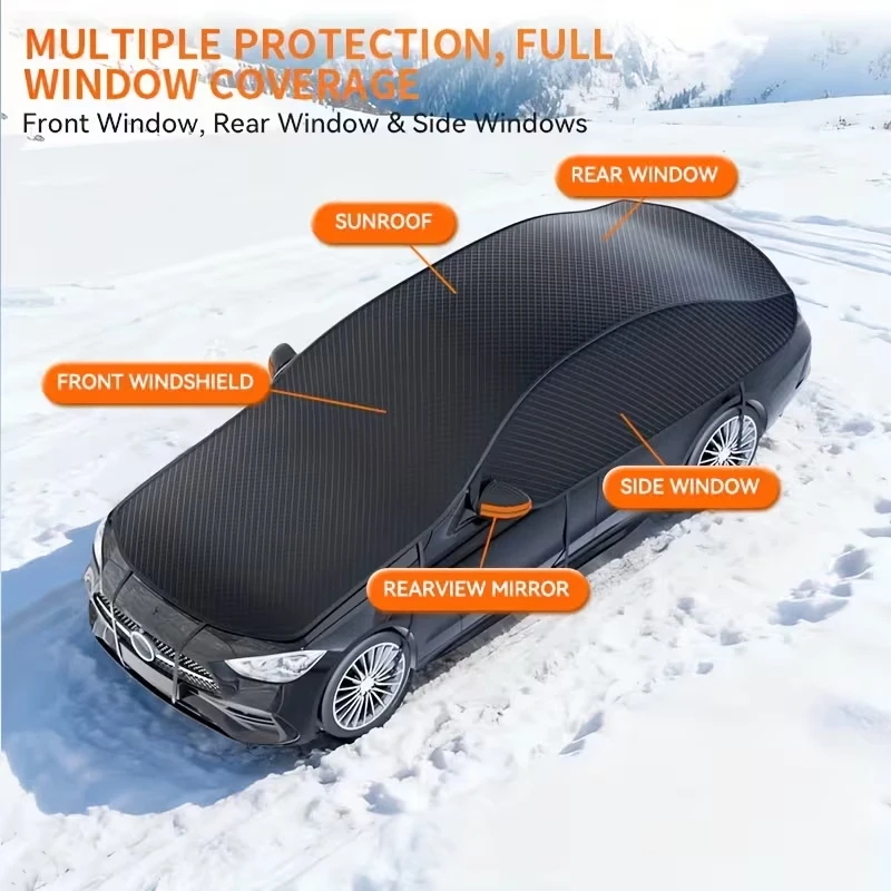 Car Half Cover Windshield Snow Cover Anti-UV Sun Shade Waterproof Dustproof Frost Guard Winter Summer Universal Protection - 5