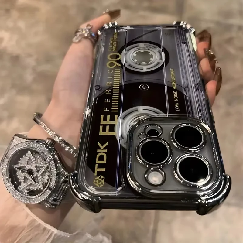 Vintage Cassette Design Silicone Phone Case - Durable Anti-Fall Back Cover
