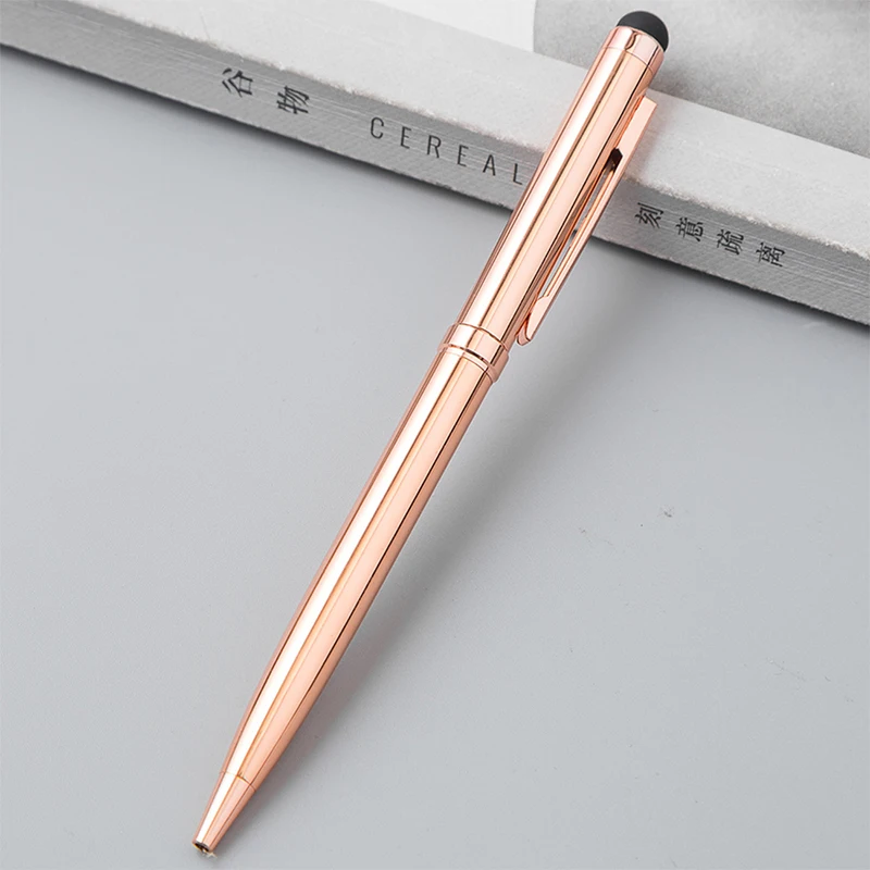 Exquisite Touch Screen Rose Gold Metal Ballpoint Pens Birthday Party Present Offices Accessories Students Stationery Supplies