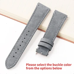 Vintage Brown Suede Leather Watch Strap with Quick Release - Rose gold buckle (Grey)